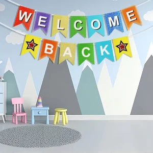 European American Back to School Themed Party Decorations Welcome Back Banners Paper Garlands Bunting Spiral Hanging Decorations