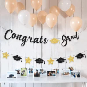 European American Graduation Season Hanging Flag Garland Star Graduation Cap Design Party Pendant Decoration Graduation Banner