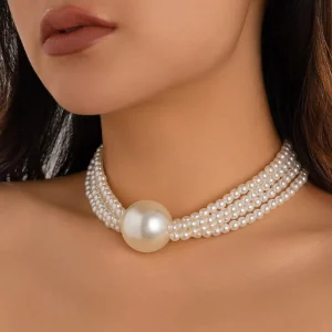 European American Hip Hop Trendy Multi Layer Pearl Necklace for Women Cross Border Jewelry Exaggerated Bead Pendant Collarbone