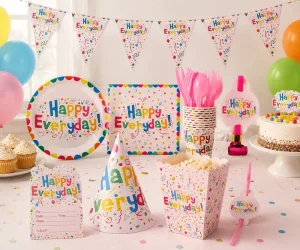 European American Party Disposable Supplies Kit Happy Birthday Colorful Balloons Paper Cups Plates Birthday Supplies Kit