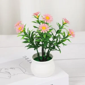 European style Artificial Daisy Potted Plant 7 Small Sunflower Buds Eco friendly Home Decor Perfect for Photography Props