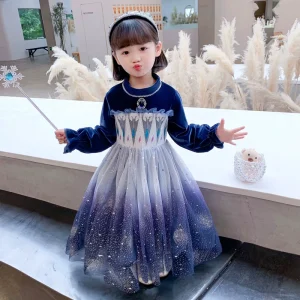 Evening Party Christmas Thickened Snow Princess Cosplay Costume Girls Costume Toddlers Dress up Halloween Birthday Cosplay Dress