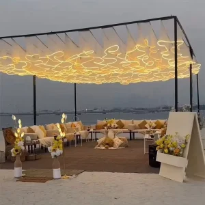 Event Ceiling Decoration RGB Light All Color Available Wave Shape Ceiling Drape Wedding Stage Decoration