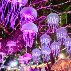 Event Party Supplies Outdoor Decorative IP65 Warm White Hanging LED Acrylic Jellyfish Light Lamp