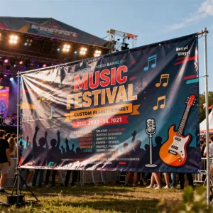 Event Promotion Music Festival Vinyl Banner Custom Printing Outdoor Portable UV Resistant Waterproof Fence Wrap Banner for