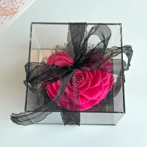 Every love New Product Mirror Heart shaped Rose Preserved Rose Eternal Flower Valentine Gifts Preserved Rose in Glass Gift Box