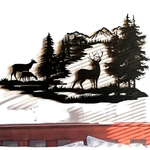 Exquisite Art Deco Deer Cast Iron Metal Wall Decoration Laser Cut Forest Animal Christmas Home Decor Hanging Handicraft