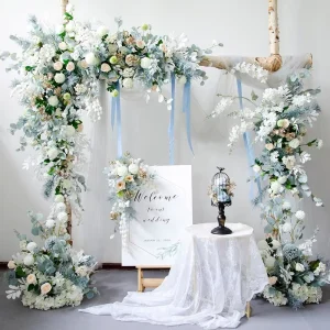 Exquisite Artificial Wedding Flower Arch Silk Floral Backdrop Decorations for Reception Ceremony Banquet Party
