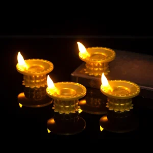 Exquisite Flameless LED Diya Candles in Golden Color Plastic Diwali Festival Religious Decor Lights