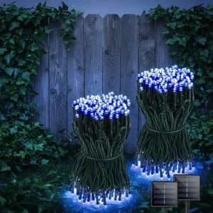 Extra Bright 10m Solar String Lights IP44 Waterproof 8 Warm White Modes Commercial Fixed Socket Outdoor Christmas Decorations