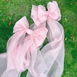 Extra-Large Pink Bow Polyester Birthday Party Wedding One-Month Celebration Decorative Arch Wall Window Outdoor