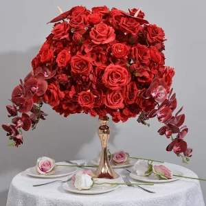 F FC015 Modern Red Rose Artificial Silk Flower Ball Large Eco Friendly Wedding Centerpiece Arrangements