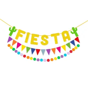 FIESTA Paper Banner Cactus Triangle Bunting Mexican Carnival Party Decoration Supplies