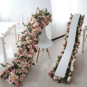 FR003 3d White Red Purple pink Isle Flower Table Runner for Event Wedding Arrangement Decoration