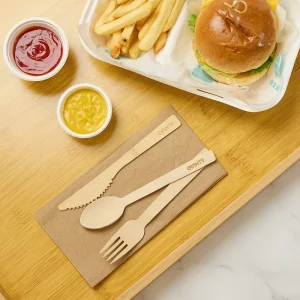 FSC Certified Biodegradable Bamboo Tableware Fork Knife Spoon High End Bamboo Cutlery Set for Luxury Hotel