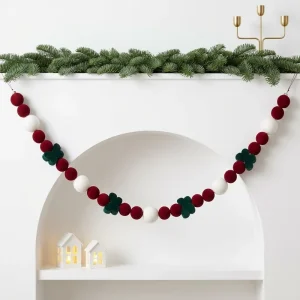 Fabric Ball Garland, Indoor and Outdoor Christmas Decoration