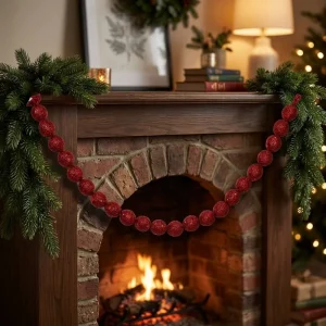 Fabric Christmas Garland Bunting Banner Red Green Gradient for Wall Window Door Mantel Decoration