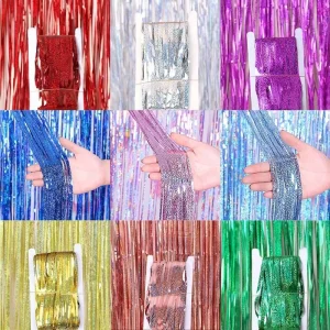 Factory 1mx2m Laser Tinsel String Foil Fringe Curtain Shimmer Wedding Birthday Door Decoration Party Curtains Cortina De Fiesta