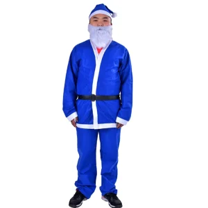 Factory Adult Christmas Costume Blue Green Felt Santa Claus Costume Nonwoven Santa Suits Outifts for Men