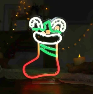 Factory Bulk Reindeer Antler Christmas Stocking Neon Sign Flexible LED Gradient Light Xmas Decoration Neon Lamp
