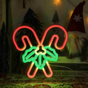 Factory Christmas Candy Cane Neon Sign LED Flex Neon Lamp Hanging Desktop Dual Use Xmas Decoration Neon Light