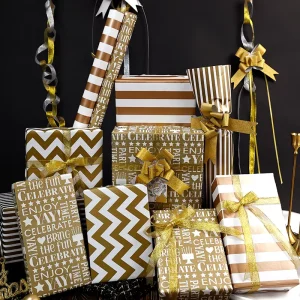 Factory Coated Virgin 80g Christmas Gift Wrapping Paper 43*300cm Luxury Custom Birthday Packaging Roll