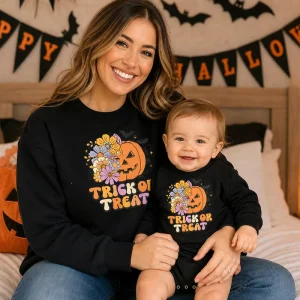 Factory Cotton Toddler Halloween Costume Newborn Romper Mom Tops Custom Pattern Baby Family Matching