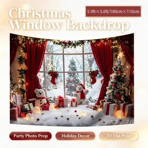 Factory Custom Christmas Backdrop 5.9ft X 3.6ft Polyester Eco Friendly Banner for PartyDecorations