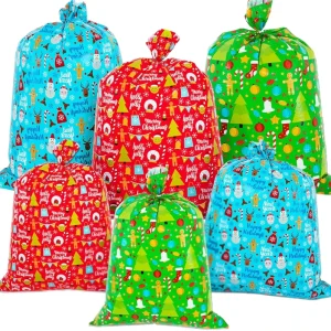 Factory Custom Christmas Gift Bags Festive Drawstring Gift Bag Waterproof Reusable Holiday Pouch