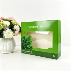 Factory Custom Green Paper Double Tuck End Box With PVC Window for Natural Skincare Beauty Set Packaging