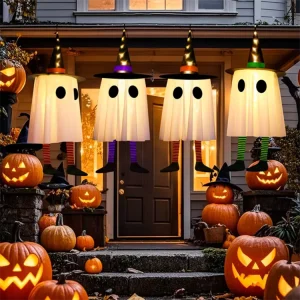 Factory Custom Halloween Decorations Spooky Ghosts with String Lights for Halloween Decor Indoor Party Home