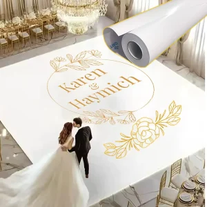 Factory Custom Printable PVC Self Adhesive Vinyl Roll Glossy White Wedding Dance Floor Hotel Parties Poster Materials UV Water