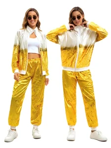 Factory Customized Beer Printed Sportswear Jacket Trousers Suit Cosplay Disco Party for Men and Women