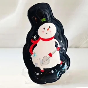 Factory Customized Xmas Design Ceramic Dolomite Dinnerware Plate for Home & Hotel & Restaurant