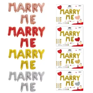 Factory Direct 16Inch Silver Gold “Marry ME” Letter Foil Balloons Set Party Balloons for Valentine’s Day Wedding Decor