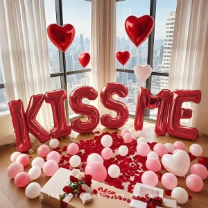 Factory Direct 32inch KISS ME Letter Foil Balloons for Weddings Engagements Valentine’s Day Party Balloons Bulk