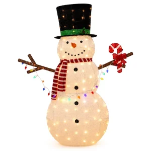 Factory Direct 3D LED Christmas Snowman Light with Top Hat Scarf Candy Cane Outdoor Tinsel Holiday Decor IP66 Bulk