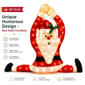 Factory Direct 3D LED Humorous Christmas Santa Claus Split Light Outdoor Tinsel Holiday Decor IP44