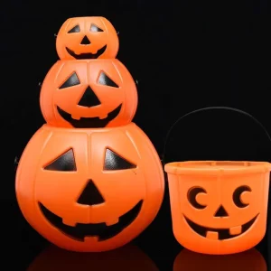 Factory Direct Halloween Pumpkin Bucket Halloween Decoration Candy Bucket Plastic Kindergarten Halloween Bucket for Kids