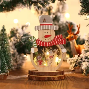 Factory Direct New Christmas Decorations Luminous Santa Claus Shaped Wooden Hotel Window Ornaments Plastic Christmas Decorations