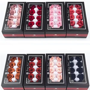 Factory Direct Preserved Flower Heads Handmade Rose Red White Pink Purple Everlasting Immortal Forever Preserved Rose Head