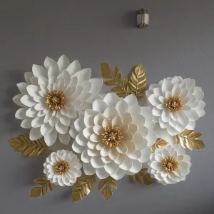 Factory Environment Friendly High Quality Artificial White Paper Flower Walls Handmade Flower Wall Mother’s Day