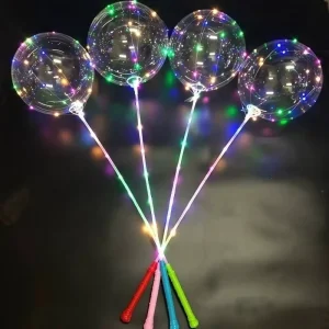 Factory Festival Party LED Light up Bobo Balloon Transparent 20 Inch with Stick