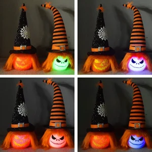 Factory Halloween Party Decorations Indoor Home LED Lighting Plush Skeleton Pumpkin Doll