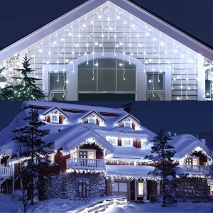 Factory LED IP44 Waterproof PVC Warm White Curtain Waterfall Light String for Christmas & Festival Decorations