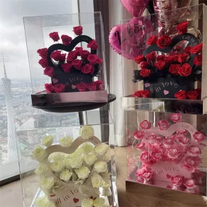 Factory Natural Real Dried Flowers for Valentine’s Day with Acrylic Gift Box