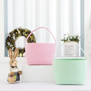 Factory New Halloween Gift Basket Cute Easter Candy Storage Bucket Fabric Handheld Lace Easter Bucket