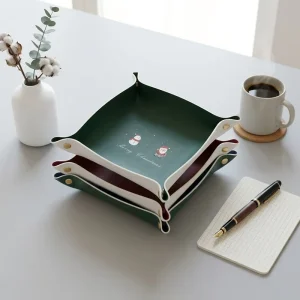 Factory Offer Multi Design Christmas Style Faux Leather Keys Tray Storage Tray for Home and Office