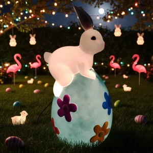 Factory Outlet Easter Standing Crafts Handmade Bright Coloured Ornaments Rabbit PP Bunny Easter Decoration Custom Blow Molds