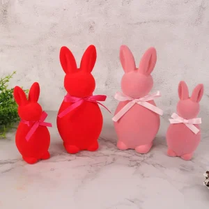 Factory Outlet Easter Standing Crafts Handmade Bright Coloured Ornaments Rabbit Polylone Bunny Easter Decoration
